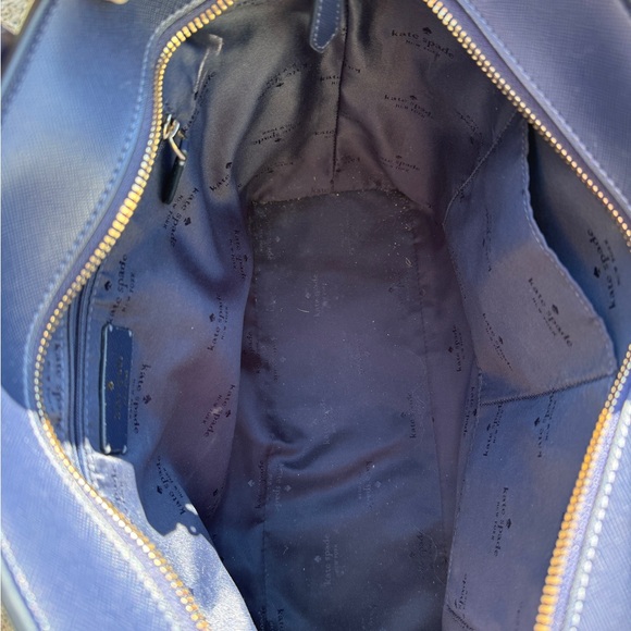 Kate Spade Marlee Large Top Zip Shoulder Tote Parisian Navy Stripe Crab - Picture 4 of 6